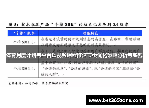 体育月度计划与平台短视频课程推送节奏优化策略分析与实践